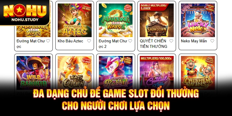Đa dạng chủ đề game slot đổi thưởng cho người chơi lựa chọn